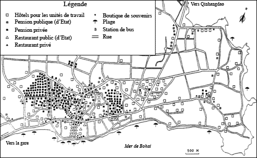La station de Beidaihe au début des années 1990. Source (traduite) : Xu , 1999, p. 103.